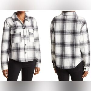 Sanctuary Plaid Jean Jacket in Black and White M